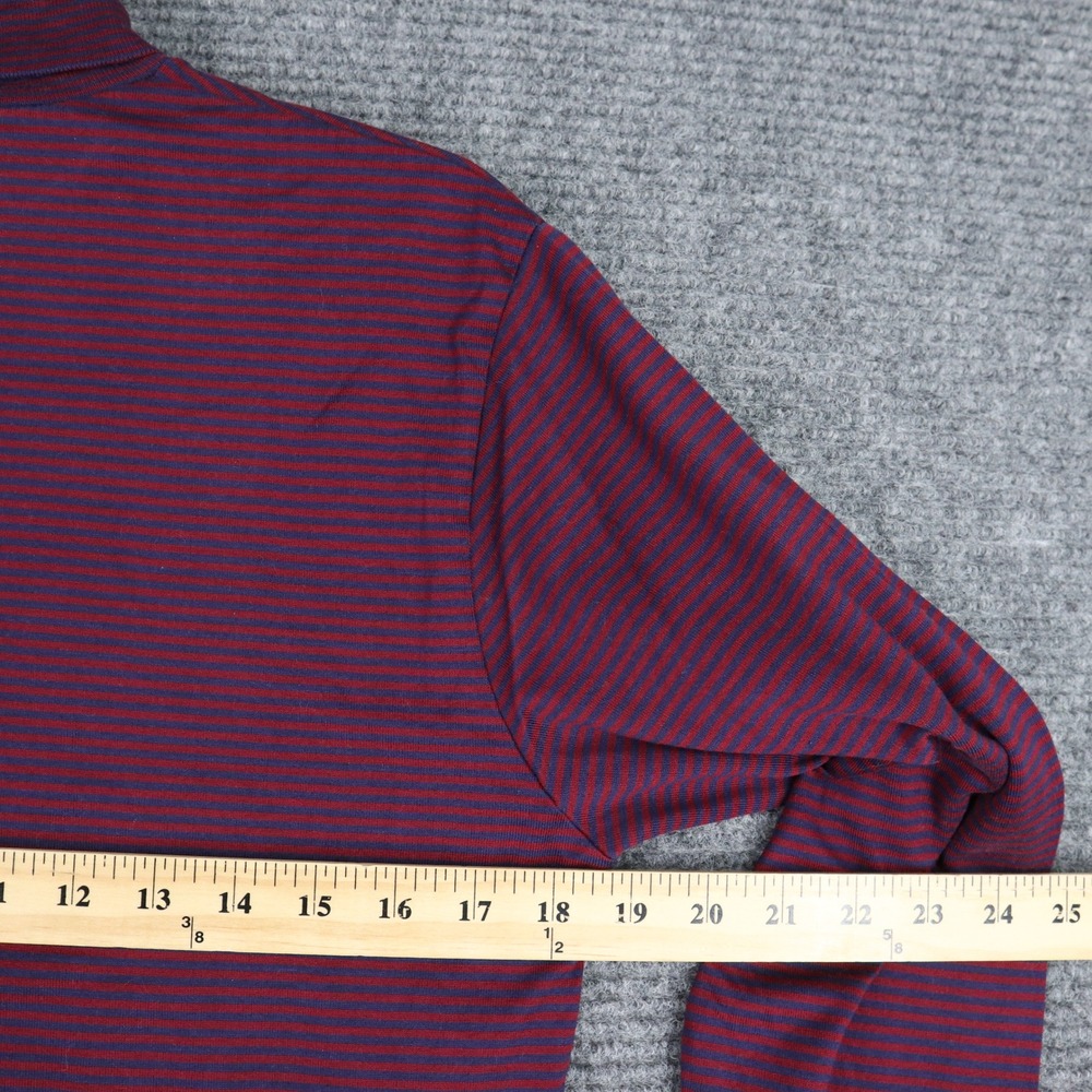 Vintage 90s Lands End Turtleneck M Cotton Red Blue Striped USA Made Normcore - Picture 5 of 8